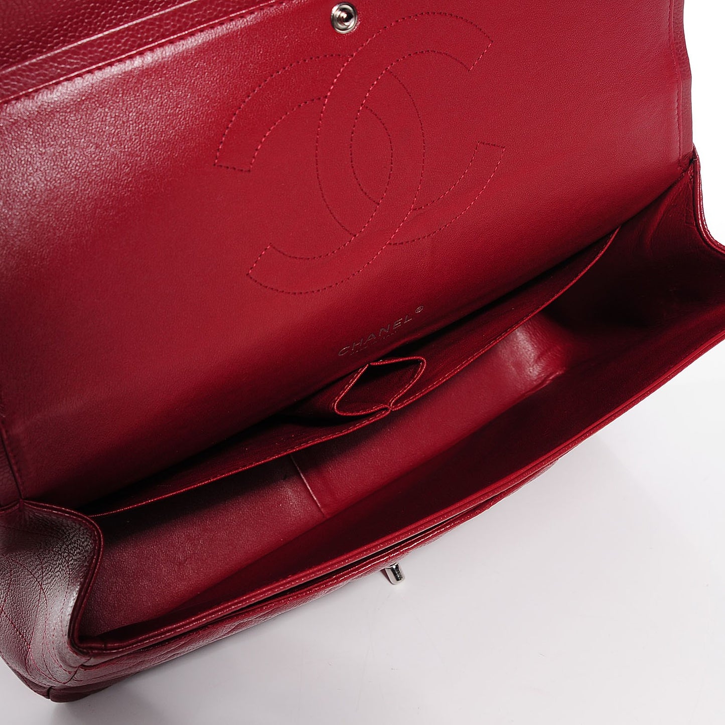 Caviar Quilted Maxi Double Flap Red