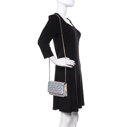 Chanel Iridescent Goatskin Quilted Wallet On Chain WOC Silver 2 of 12