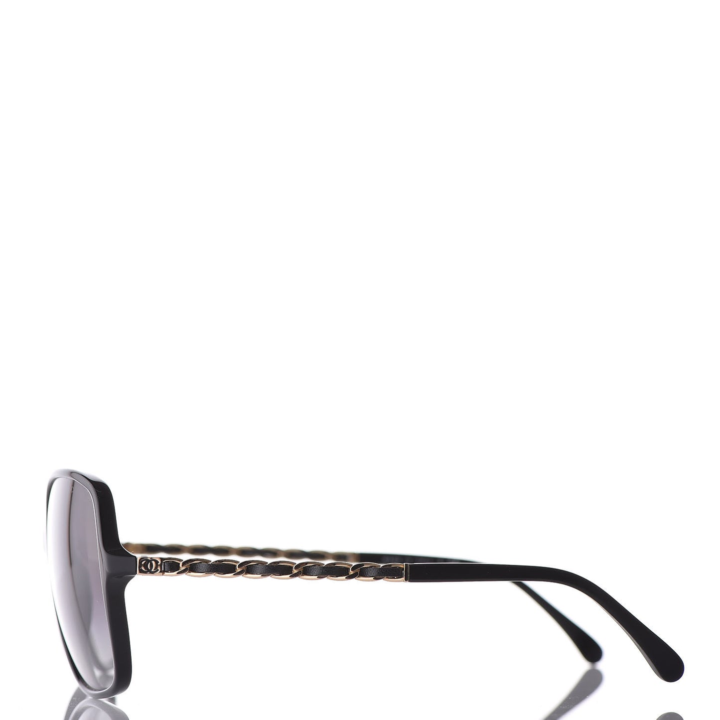 Lambskin Square Chain Sunglasses 5210-Q Black