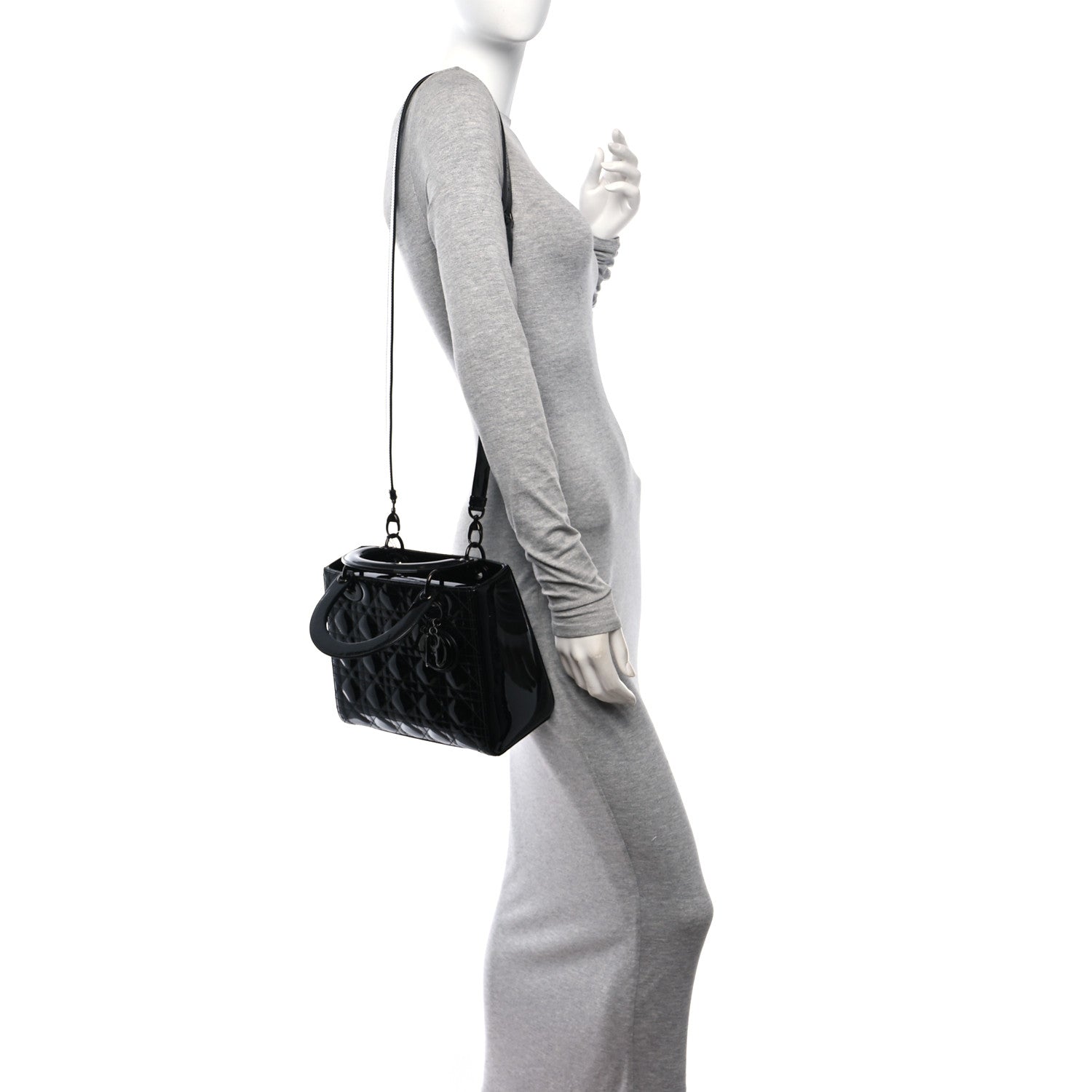 Christian Dior Ultraglossy Patent Cannage Medium Lady Dior Black 2 of 10