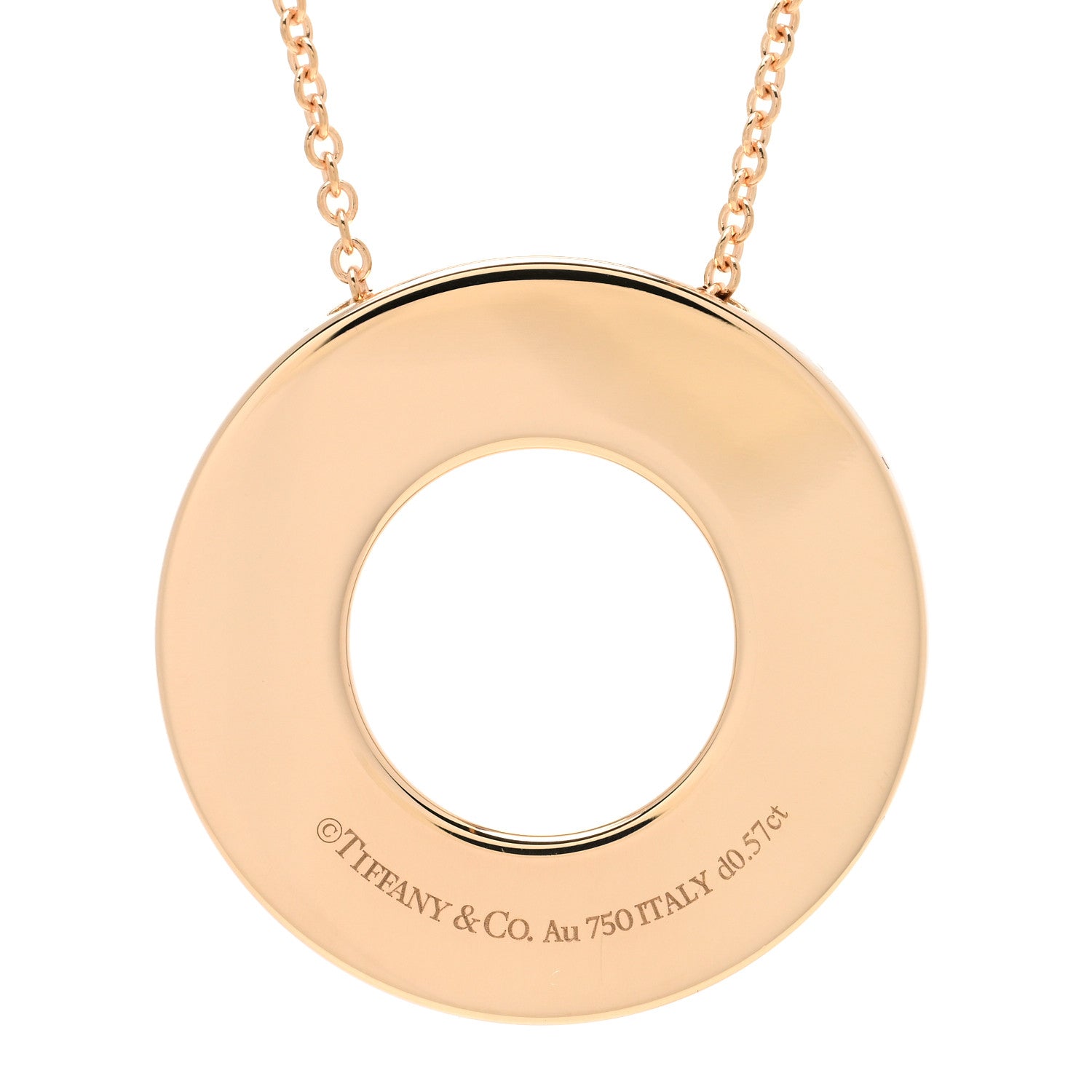 Tiffany 18K Rose Gold Diamond X Closed Circle Pendant Necklace 5 of 6