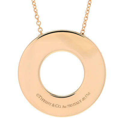 Tiffany 18K Rose Gold Diamond X Closed Circle Pendant Necklace 5 of 6