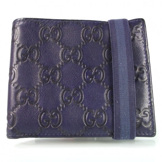 Gucci Guccissima Mens Bi-Fold Wallet Blue 1 of 8
