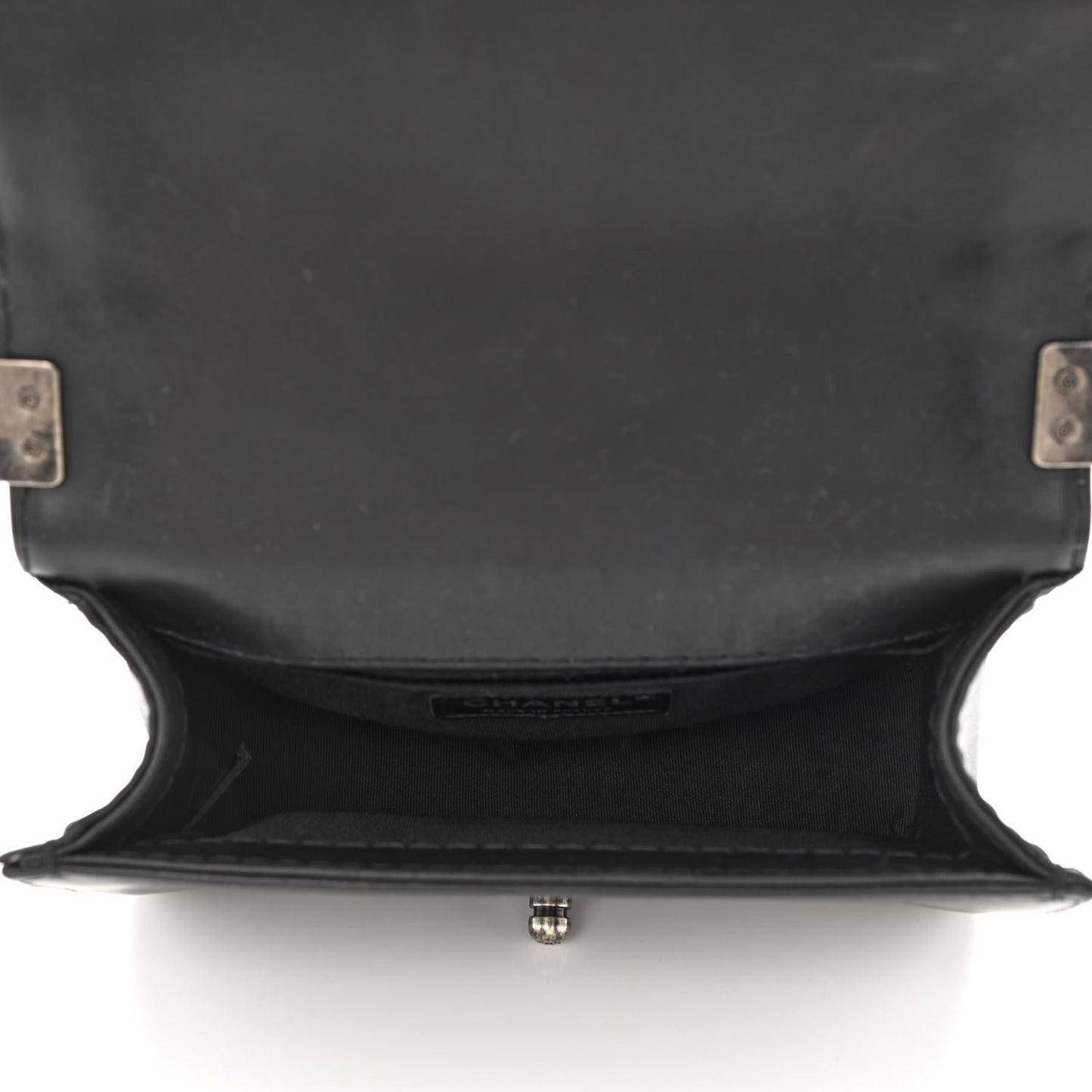 Calfskin Quilted Small Boy Flap Black