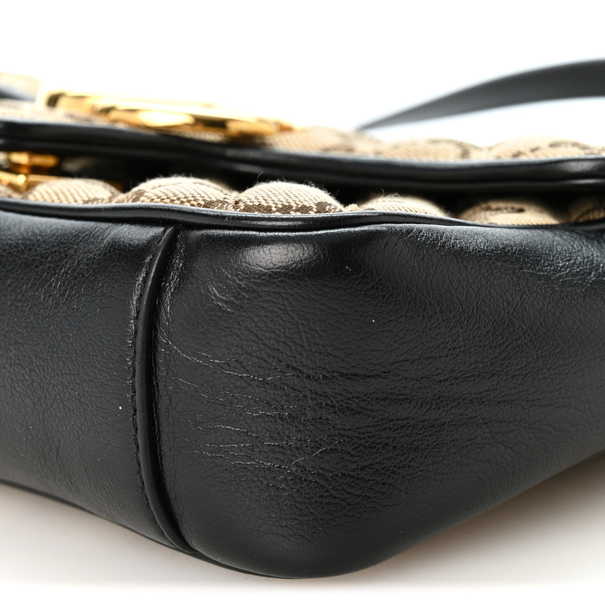 Gucci Monogram Matelasse Diagonal Mini GG Marmont Shoulder Bag Beige Black 10 of 11