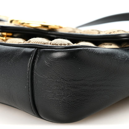 Gucci Monogram Matelasse Diagonal Mini GG Marmont Shoulder Bag Beige Black 10 of 11