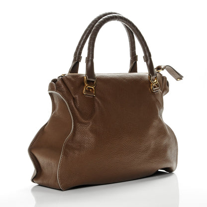 Chloe Calfskin Large Marcie Satchel Brown Seed 3 of 8