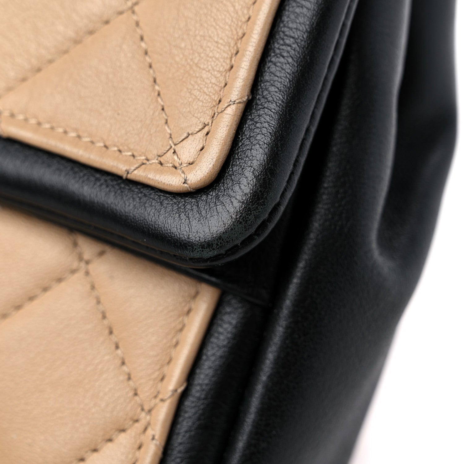 Chanel Calfskin Quilted Medium Graphic Flap Beige Black 15 of 15