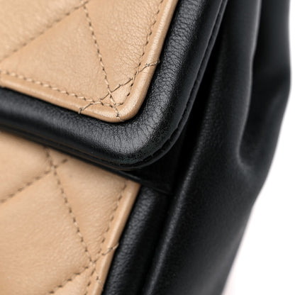 Chanel Calfskin Quilted Medium Graphic Flap Beige Black 15 of 15