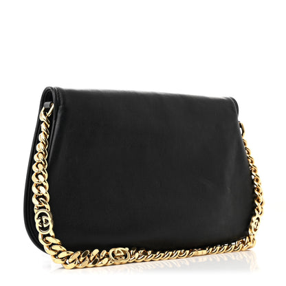 Gucci Roxy Calfskin Blondie Chain Shoulder Flap Bag Black 3 of 10