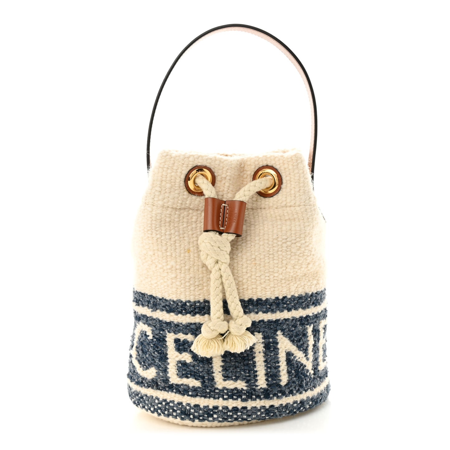 Plein Soleil Textile Calfskin Teen Drawstring Bag Cream