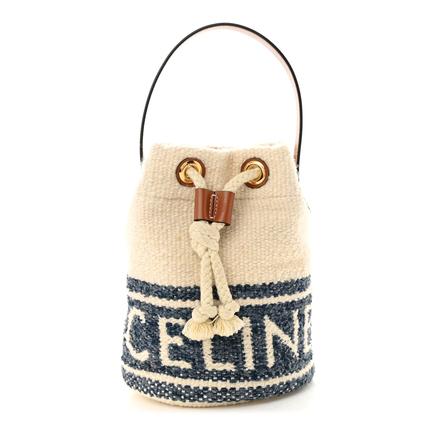 Celine Plein Soleil Textile Calfskin Teen Drawstring Bag Cream 1 of 12