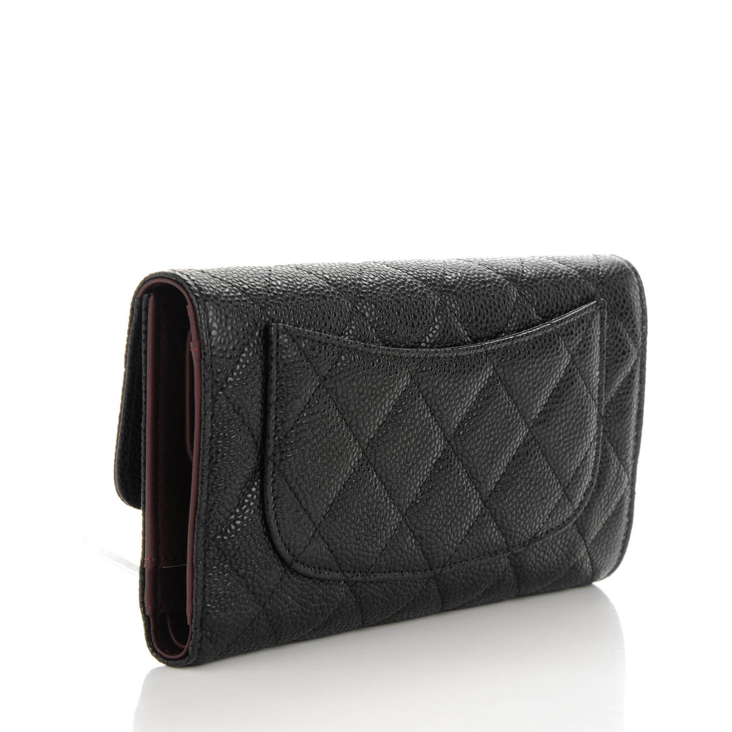 Caviar Quilted Large Flap Wallet Black