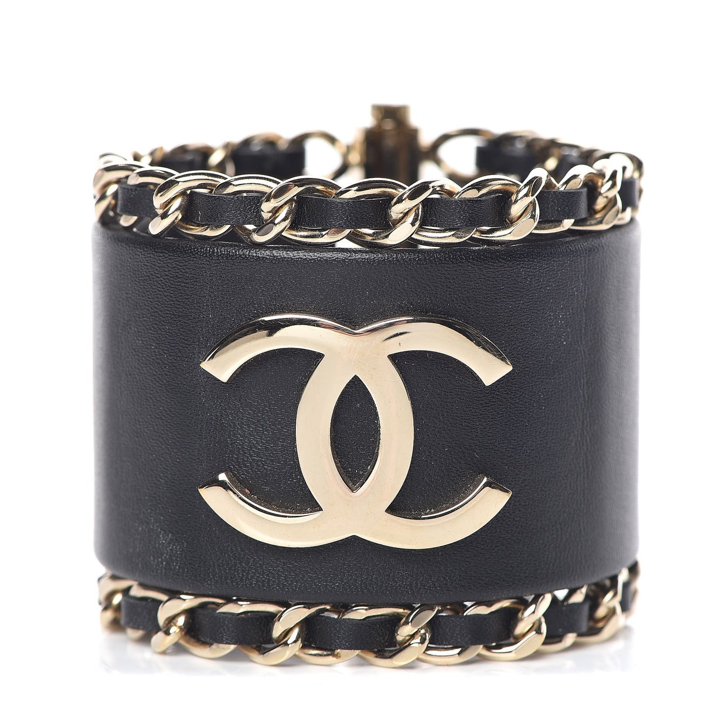Lambskin Chain CC Cuff Black Gold