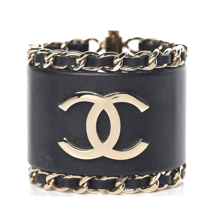 Chanel Lambskin Chain CC Cuff Black Gold 1 of 10