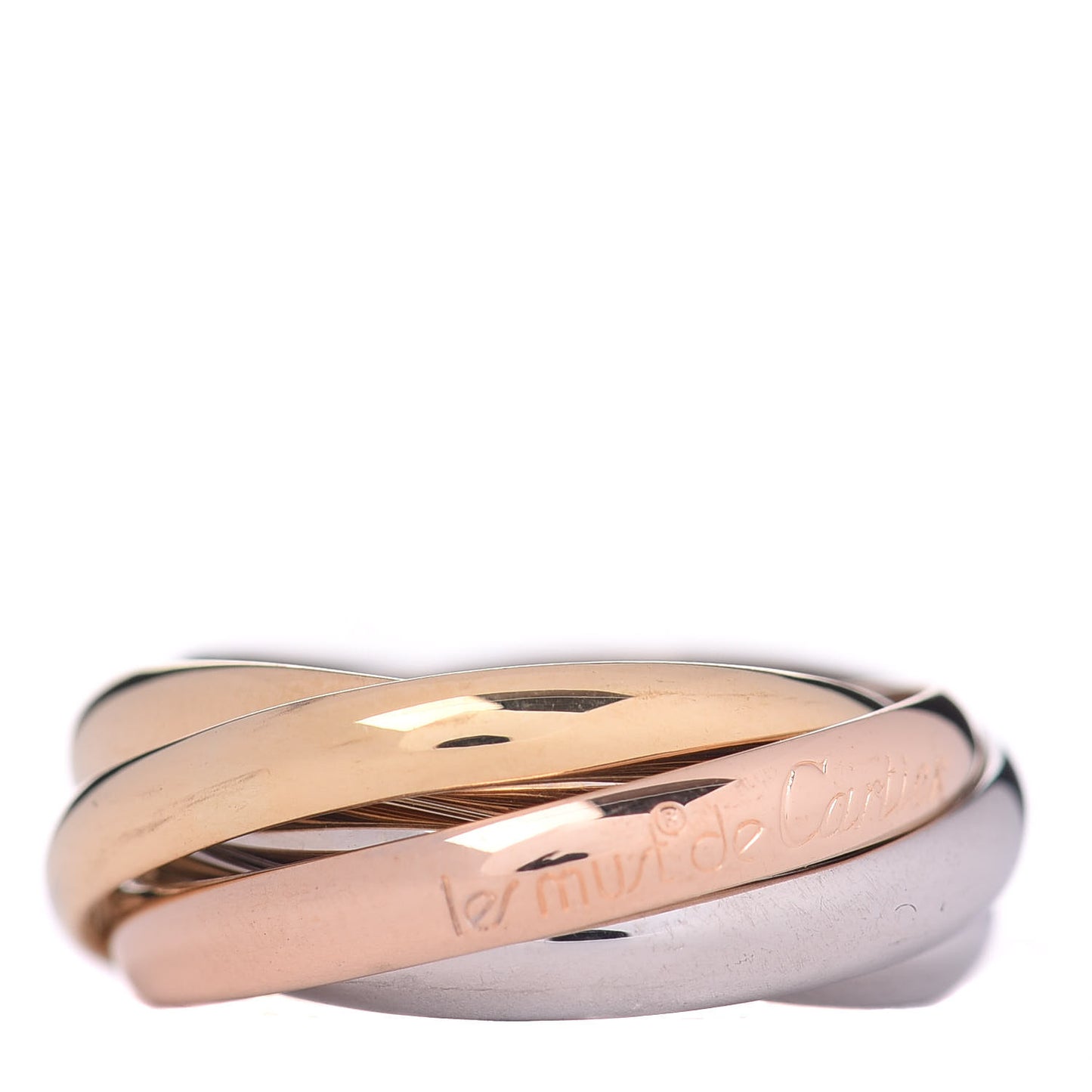 18K Pink Yellow White Gold Five Band Les Must De Trinity Ring 49 4.75