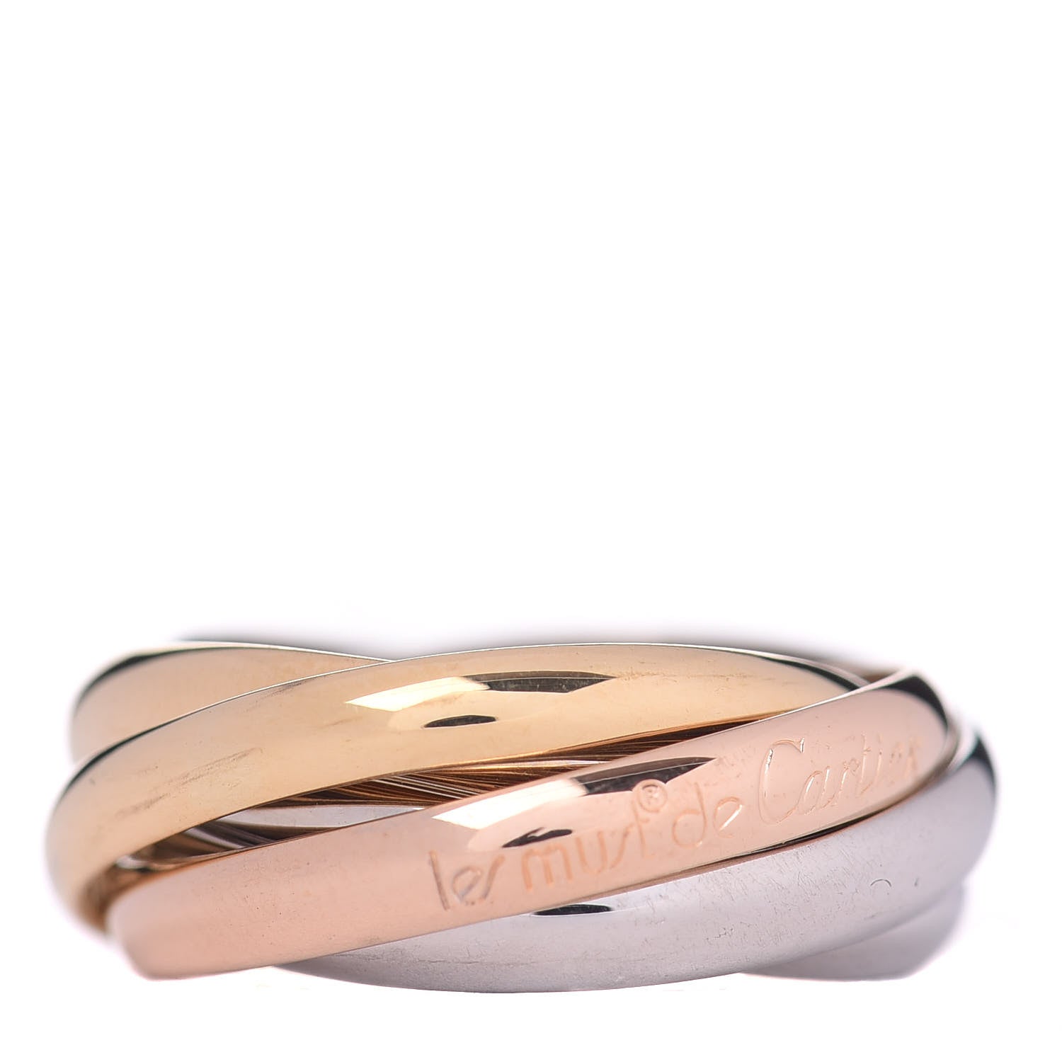 Cartier 18K Pink Yellow White Gold Five Band Les Must De Trinity Ring 49 4.75 1 of 4
