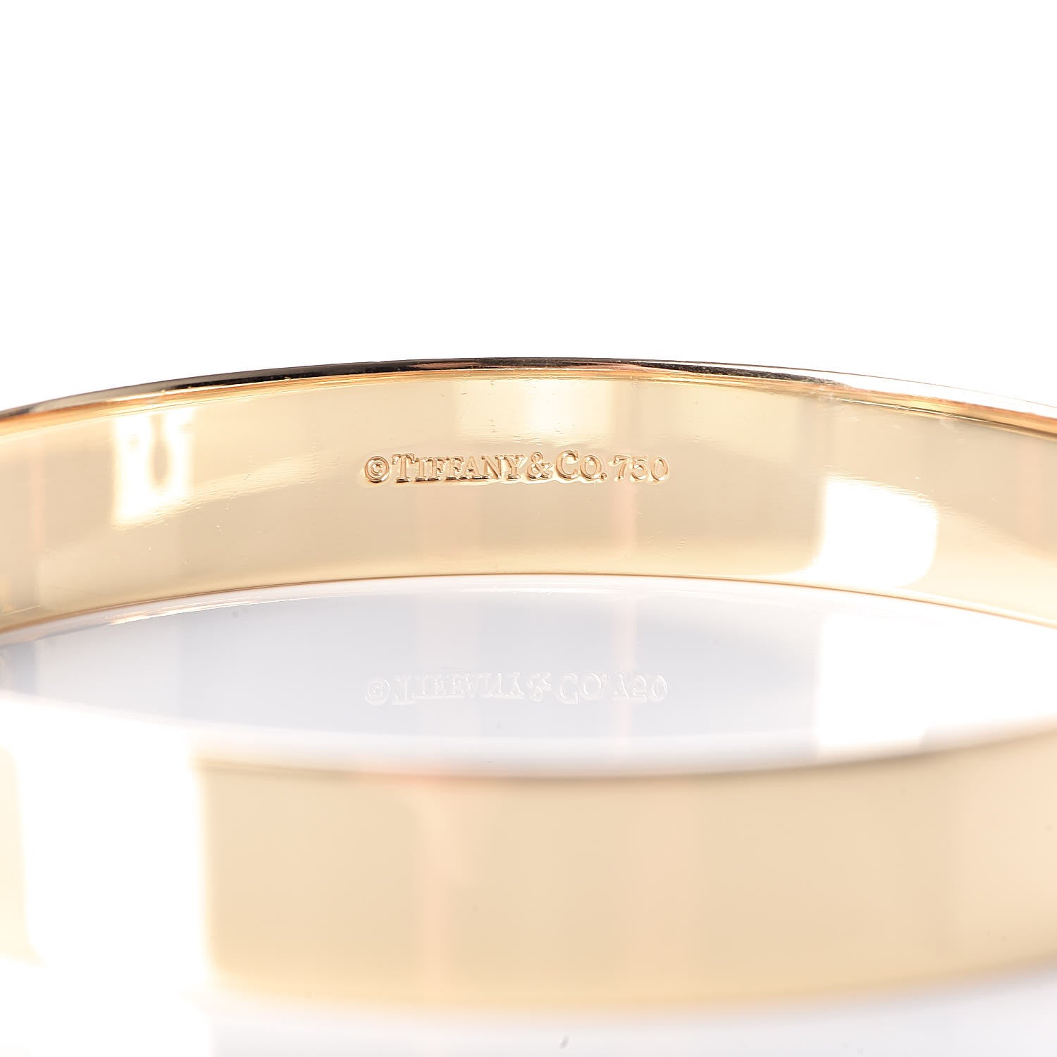 Tiffany 18K Yellow Gold Diamond Narrow Locks Bangle Bracelet 4 of 4