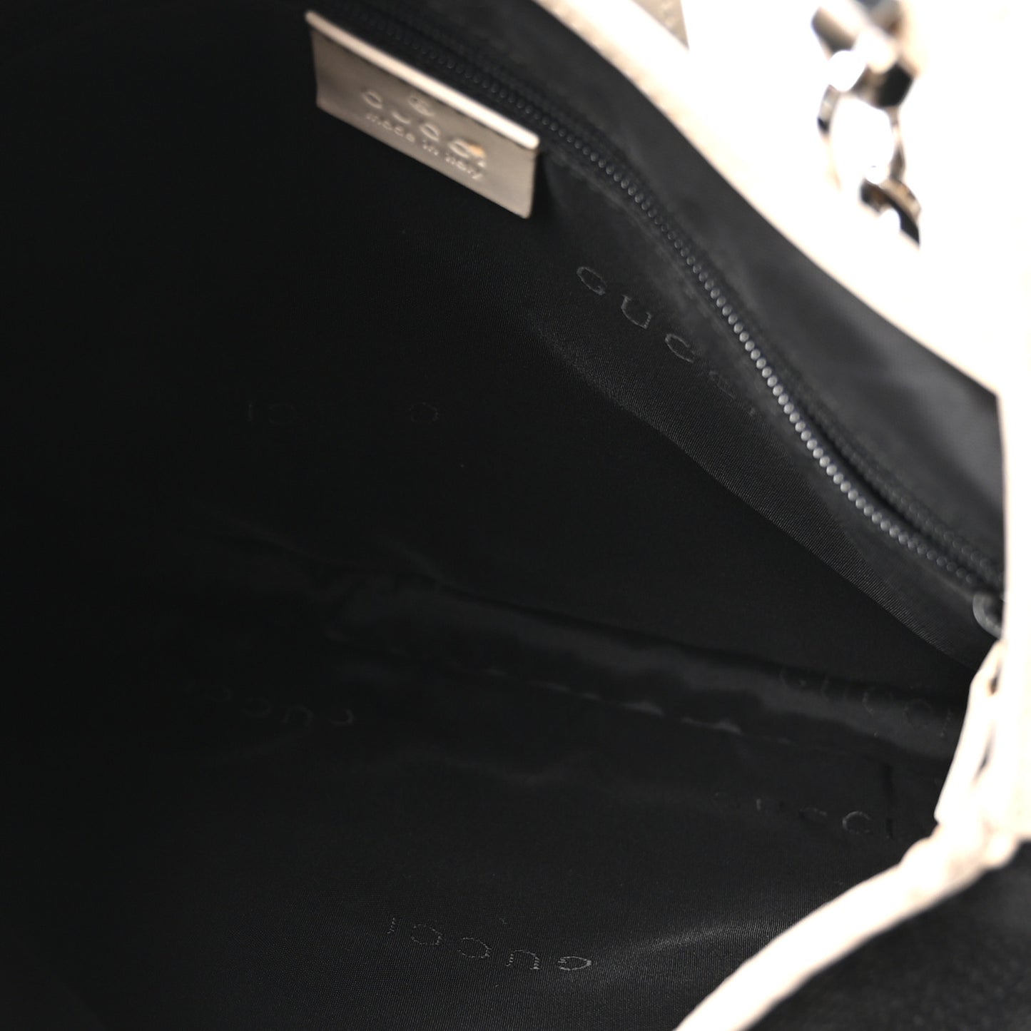Canvas Calfskin Jackie O Chain Hobo White Black