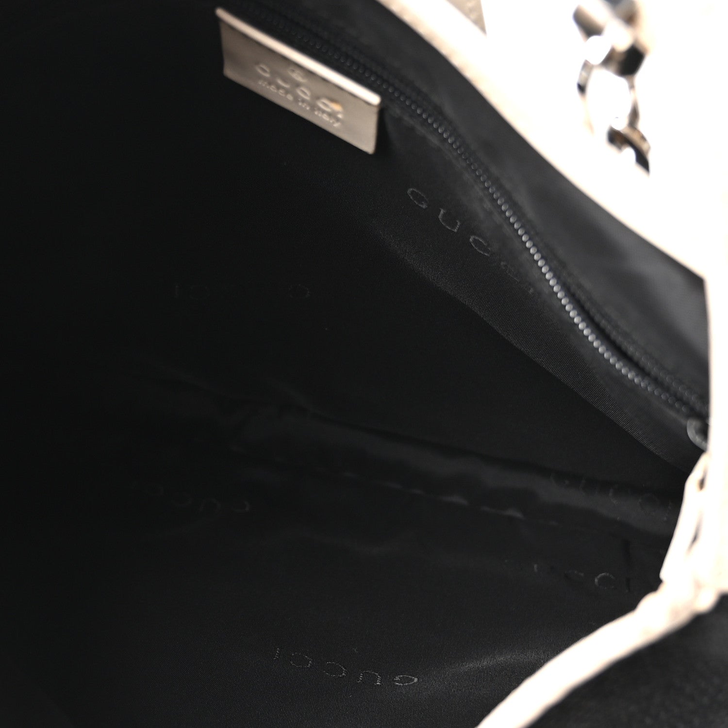 Gucci Canvas Calfskin Jackie O Chain Hobo White Black 5 of 14