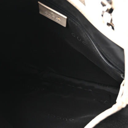 Gucci Canvas Calfskin Jackie O Chain Hobo White Black 5 of 14