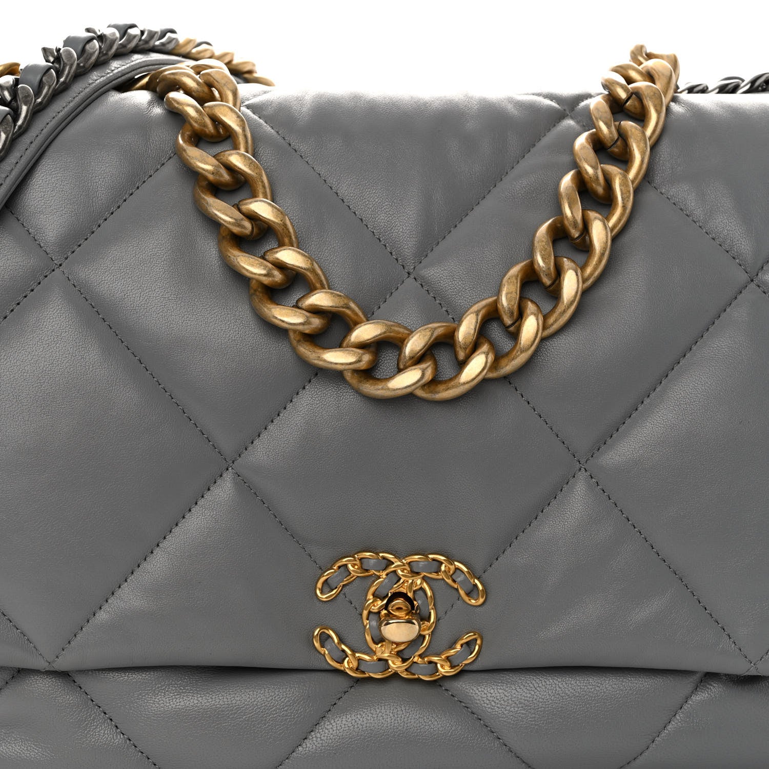 Chanel Lambskin Quilted Maxi Chanel 19 Flap Grey 8 of 10