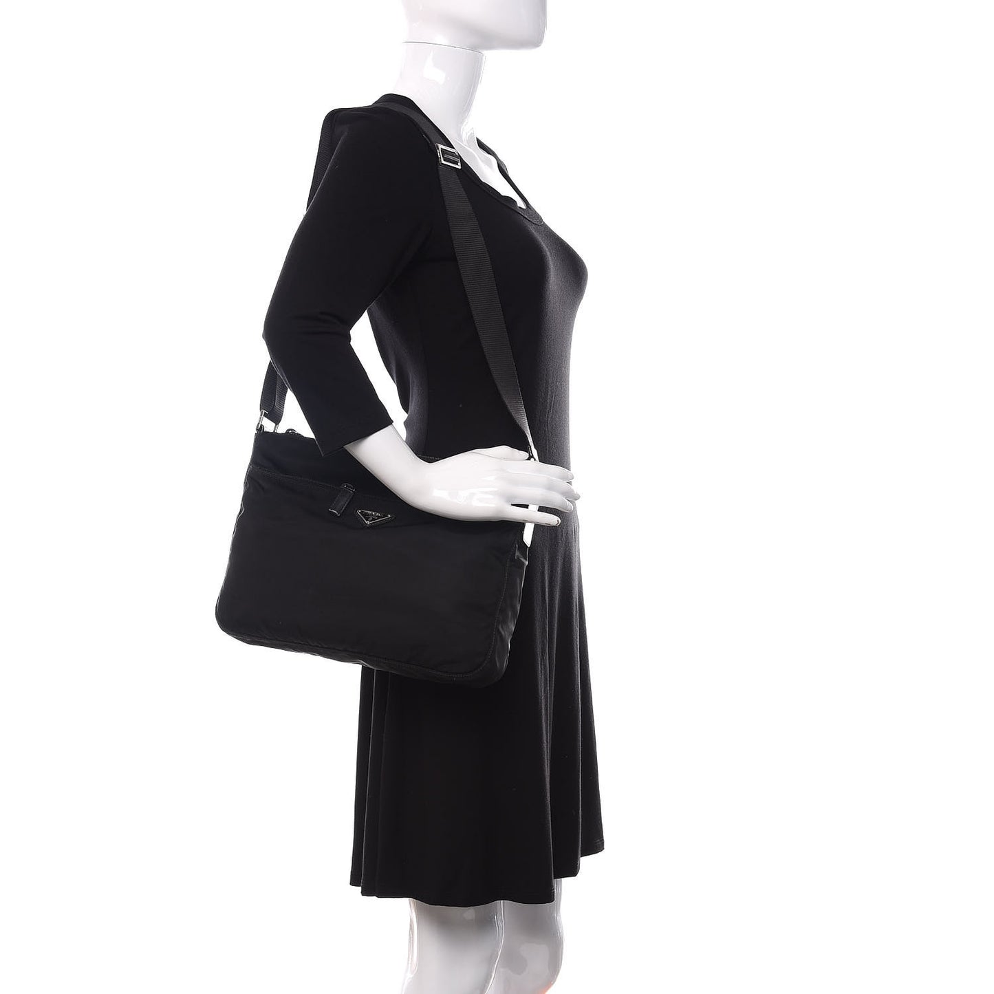 Nylon Vela Flat Messenger Bag Black
