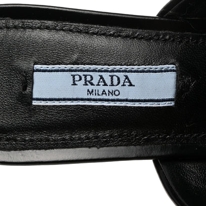 Prada Spazzolato Metal Triangle Logo 75mm Slide Sandals 36.5 Black 7 of 9