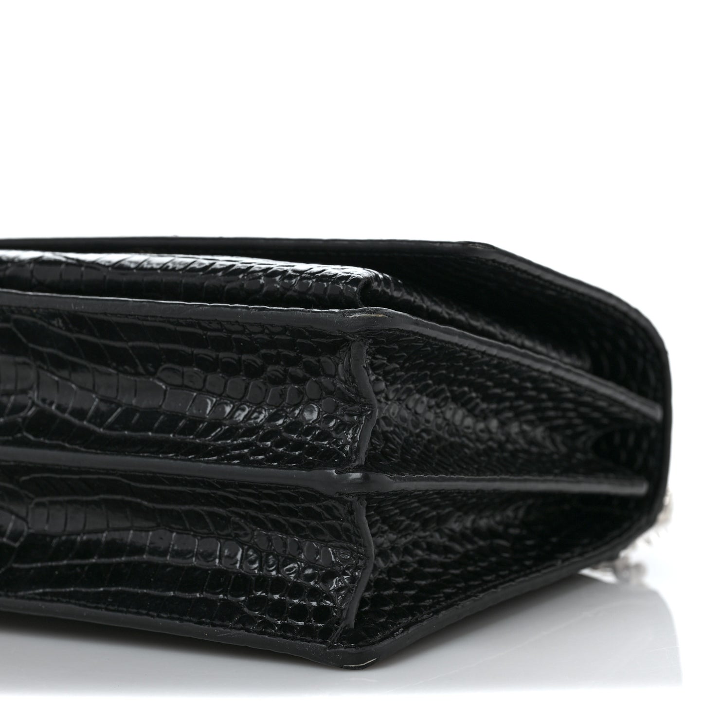 Calfskin Crocodile Embossed Medium Monogram Sunset Black