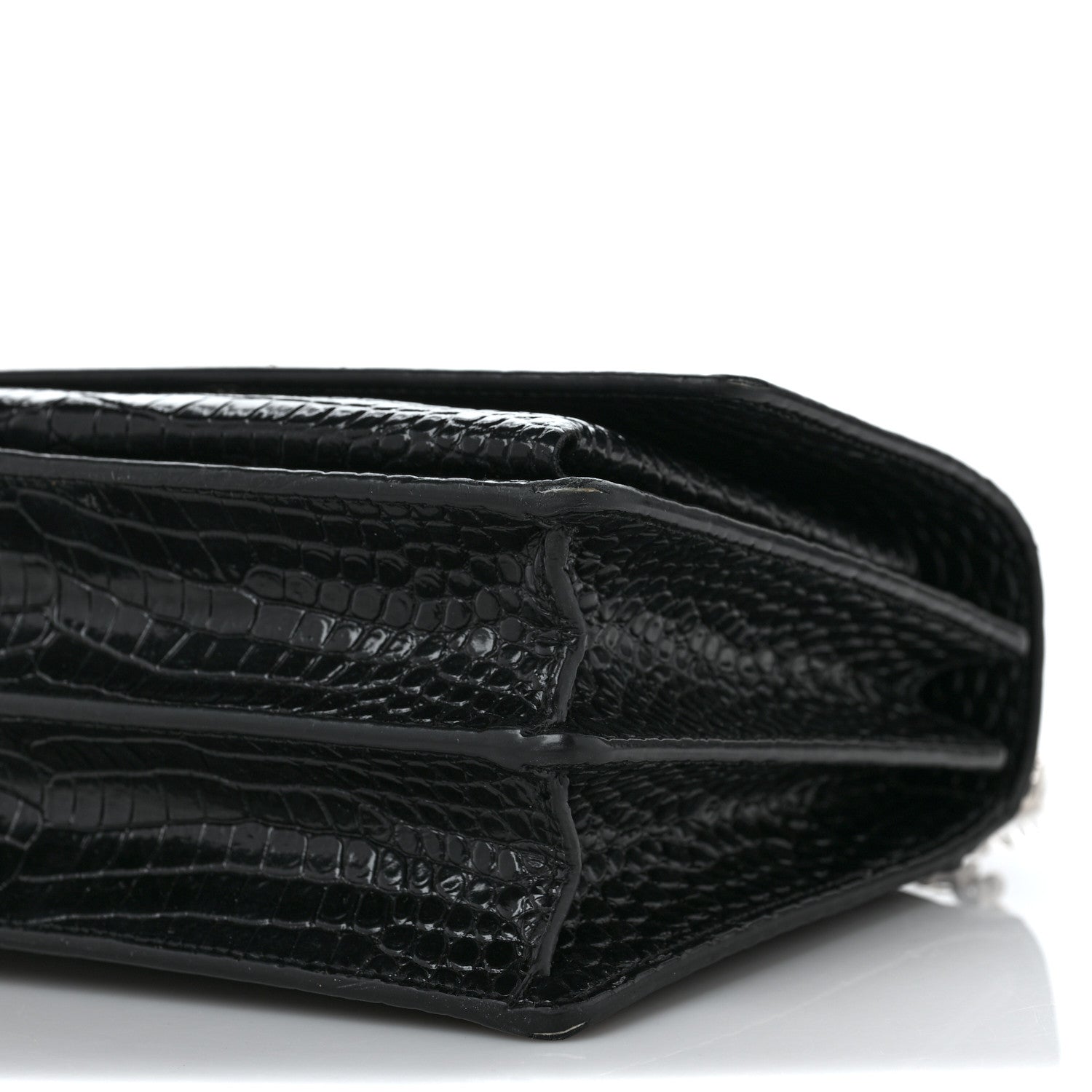 Saint Laurent Calfskin Crocodile Embossed Medium Monogram Sunset Black 8 of 10