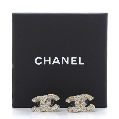 Chanel Crystal Timeless CC Earrings Light Gold 5 of 5
