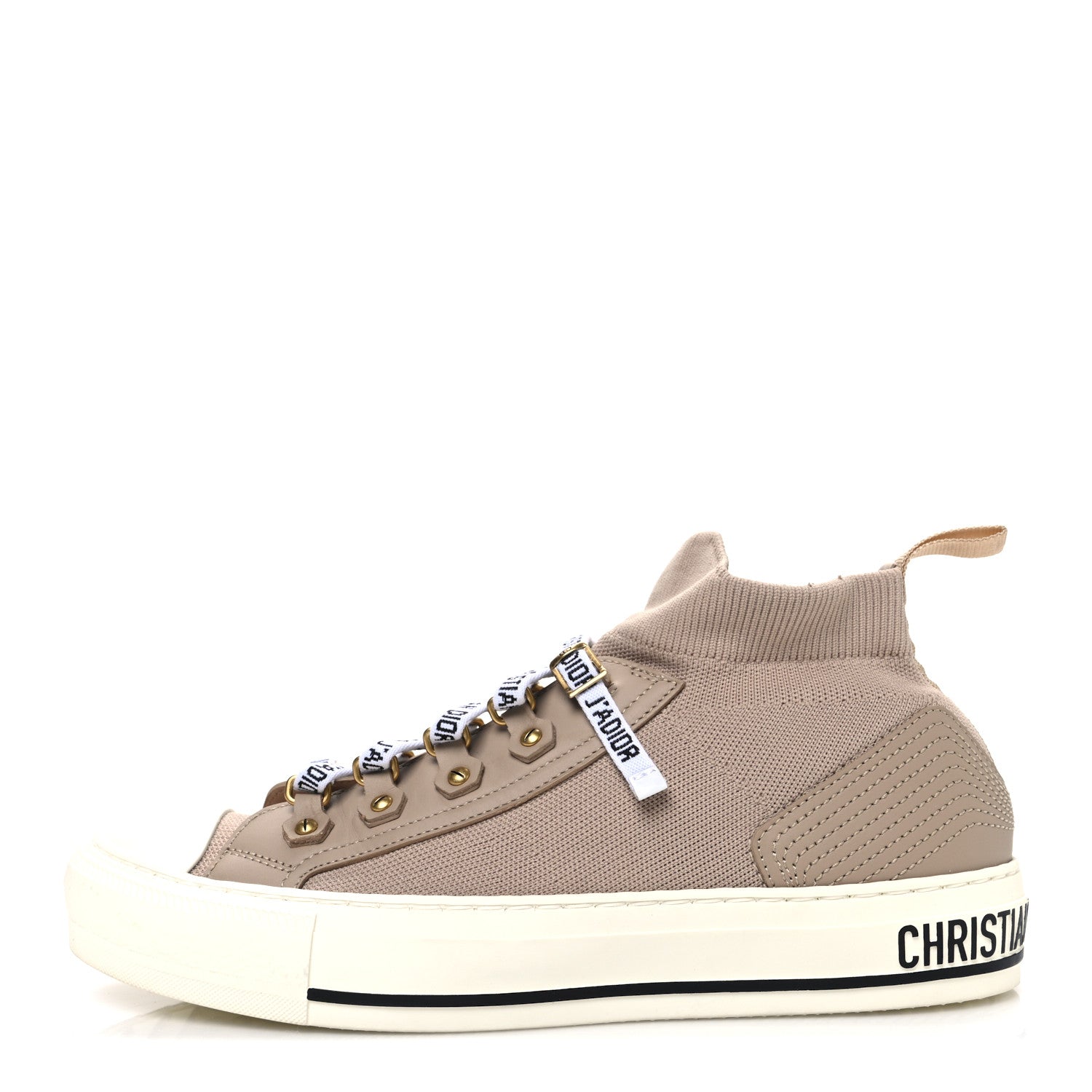 Christian Dior Technical Knit Womens Walk'n Dior High Top Sneakers 37.5 Nude 1 of 10