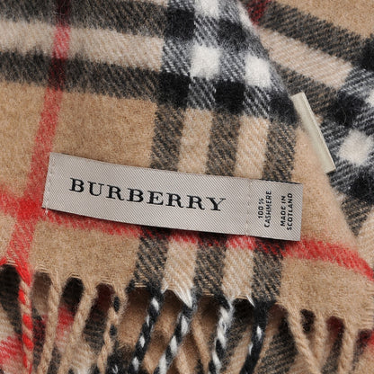 Burberry Cashmere Classic Check Fringe Scarf Camel 6 of 6