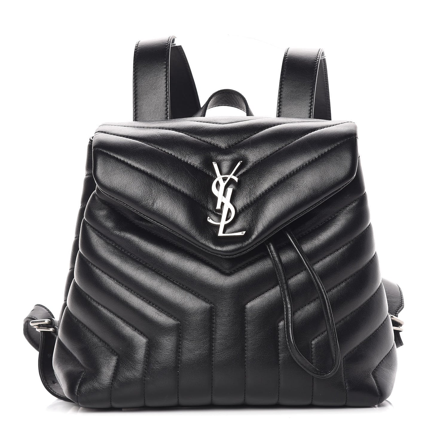 Calfskin Y Quilted Monogram Small Loulou Backpack Black