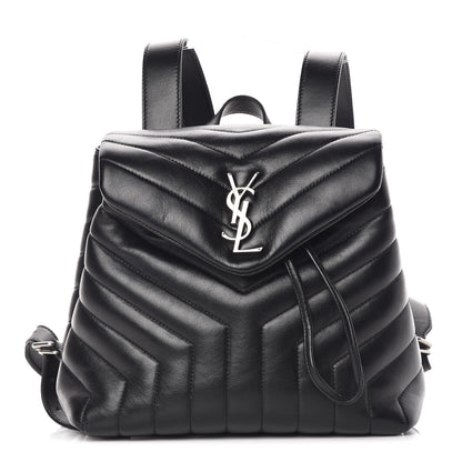 Saint Laurent Calfskin Y Quilted Monogram Small Loulou Backpack Black 1 of 11