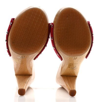 Chanel Suede CC Buckle Clogs 37 Red 5 of 8