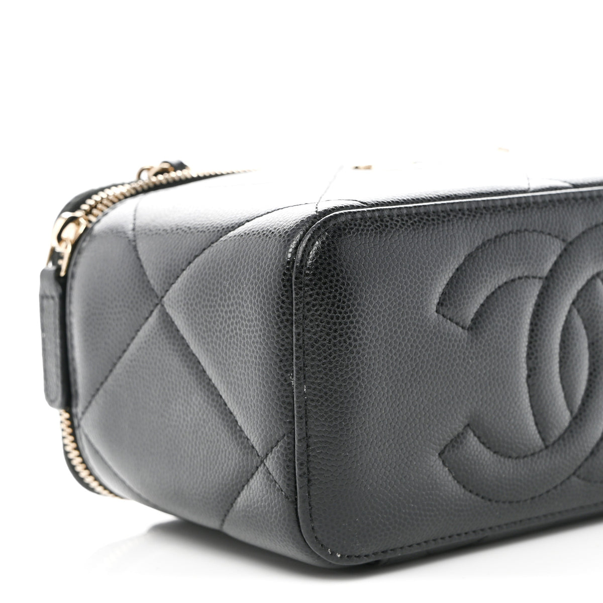 Caviar Quilted Top Handle Long Vanity Black
