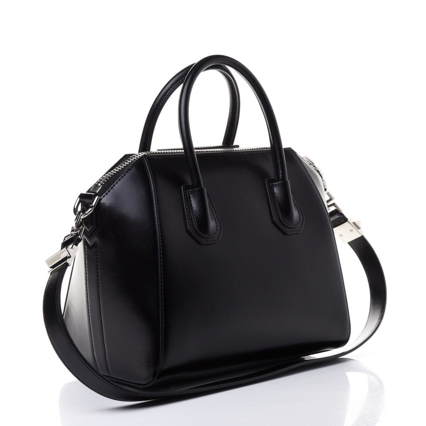 Shiny Lord Calfskin Small Antigona Black