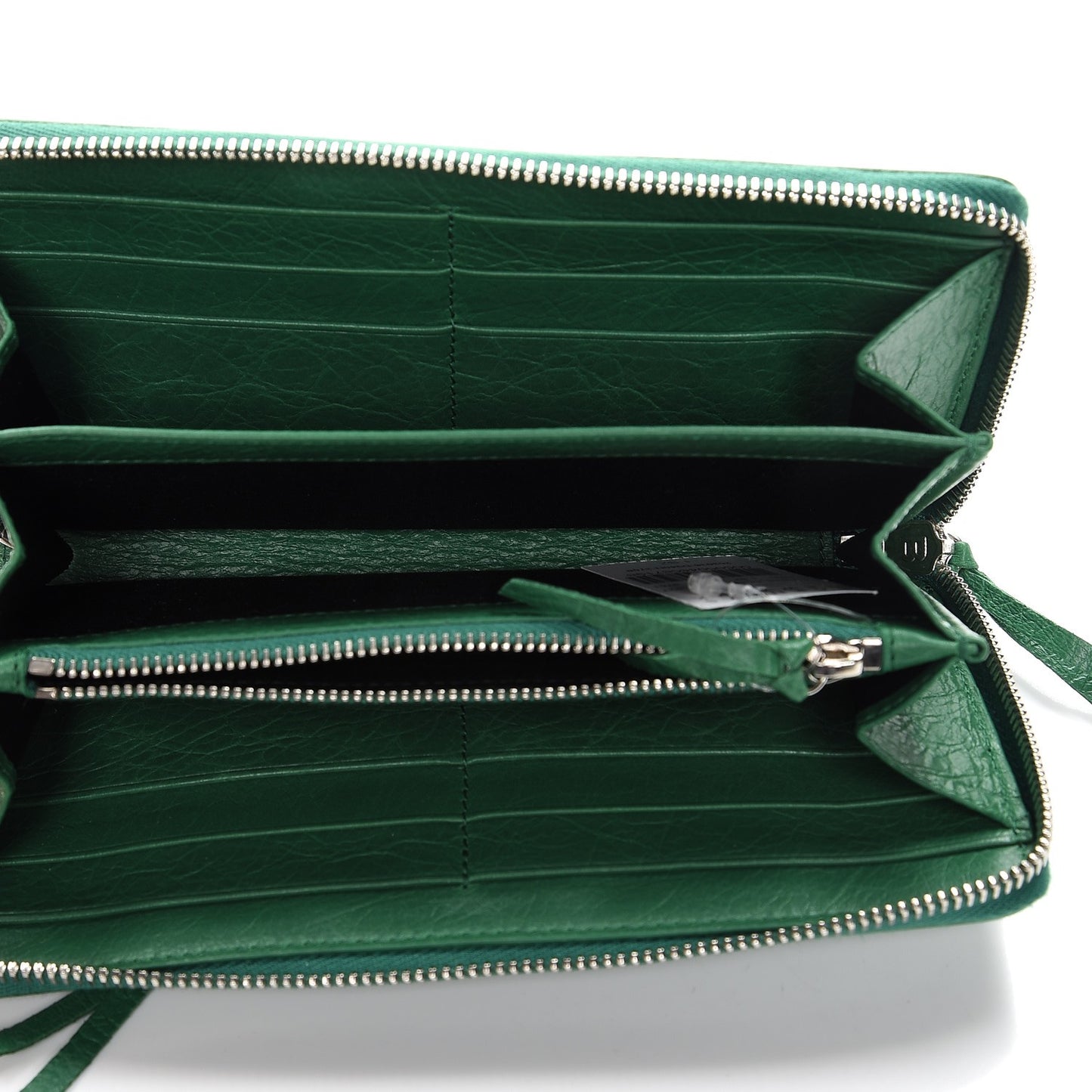 Agneau Classic Silver Hardware Continental Zip Around Wallet Emeraud