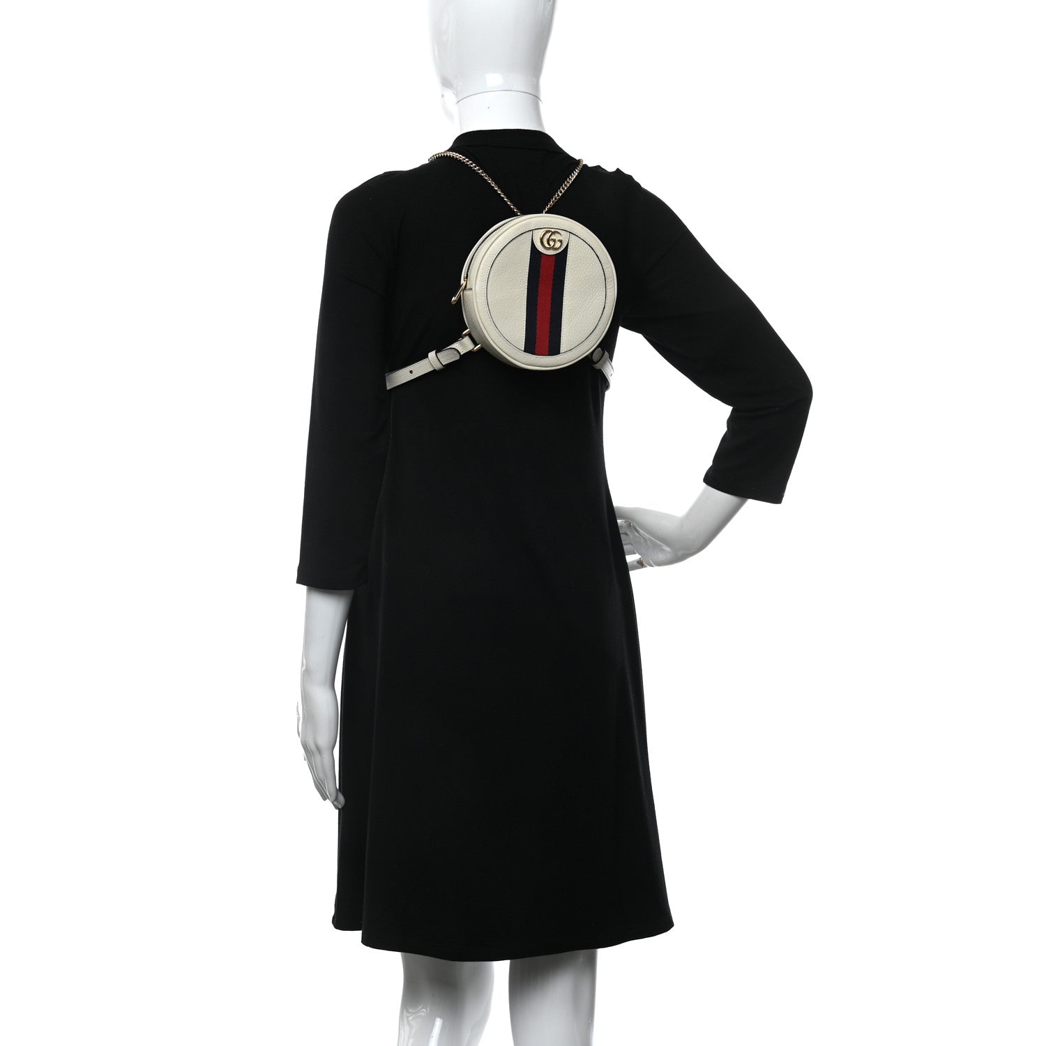 Gucci Textured Calfskin Web Mini Ophidia Round Backpack Mystic White 2 of 8