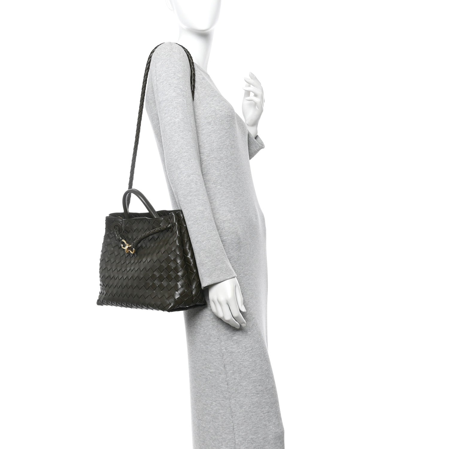 Bottega Veneta Nappa Intrecciato Medium Andiamo Shoulder Bag Kaki 2 of 9