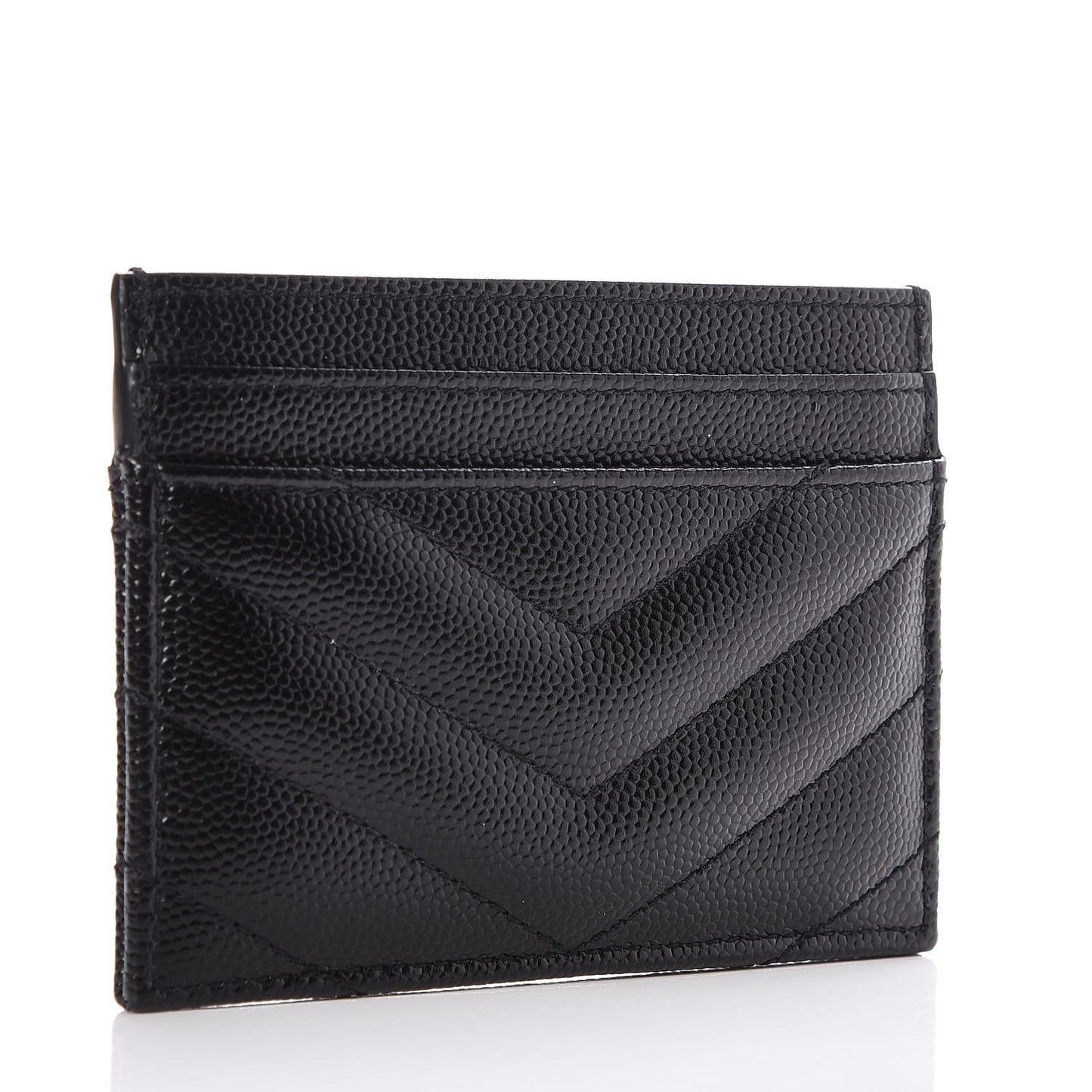 Grain De Poudre Matelasse Chevron Monogram Credit Card Case Black