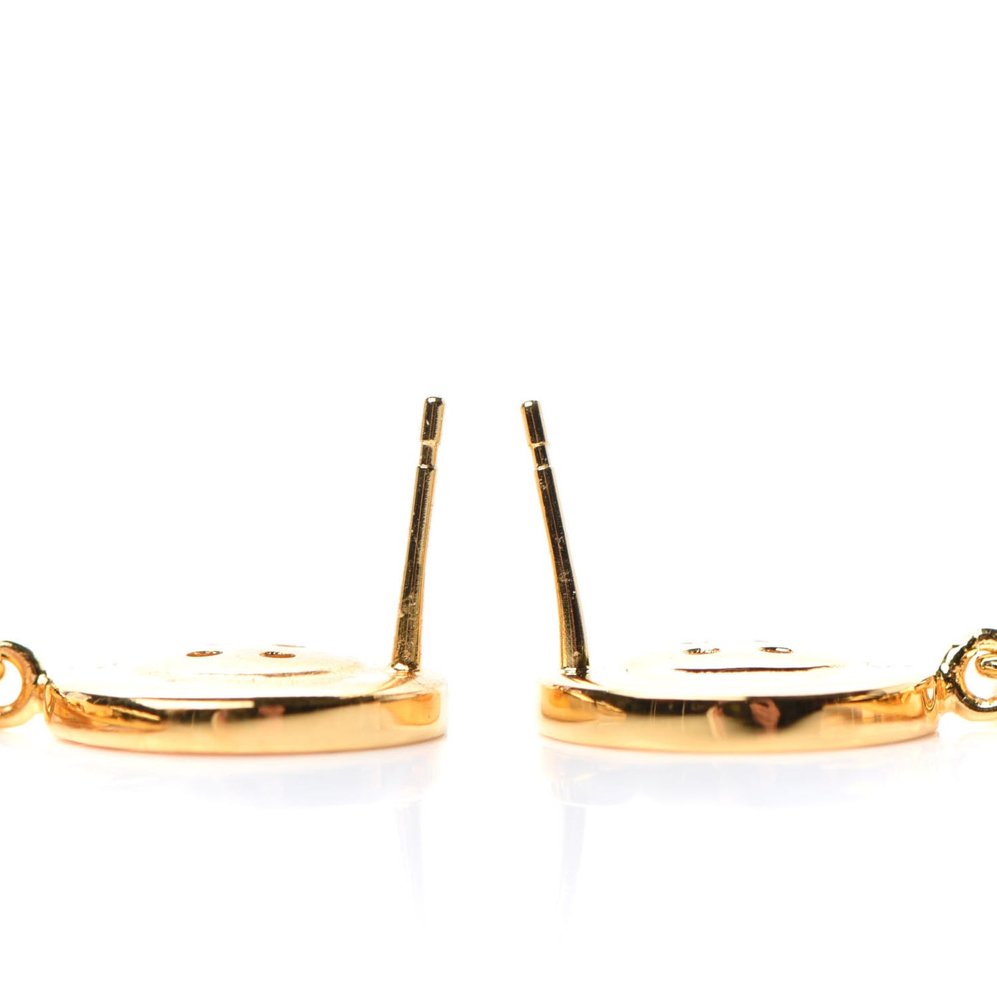 Metal Large Paris Button Earrings Gold