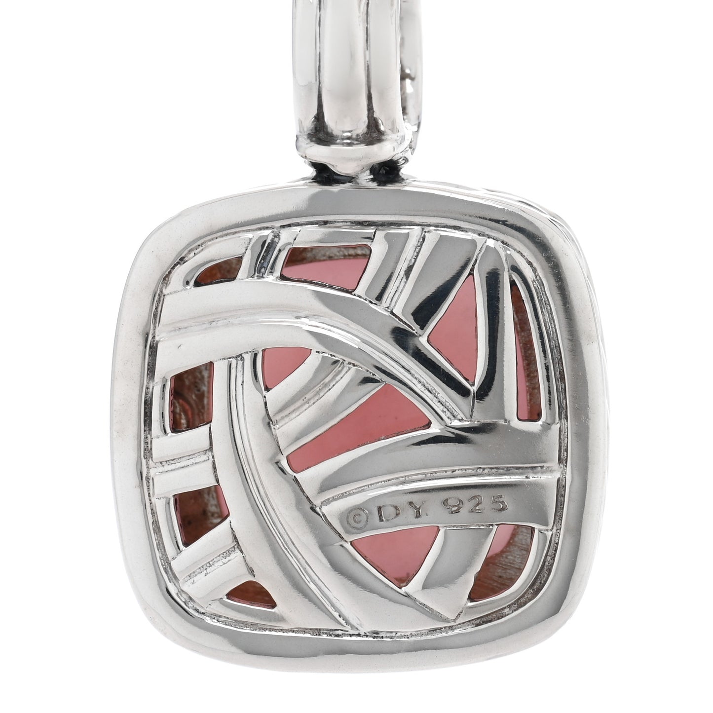 Sterling Silver Pave Diamond Guava Chalcedony 14mm Albion Enhancer Pendant