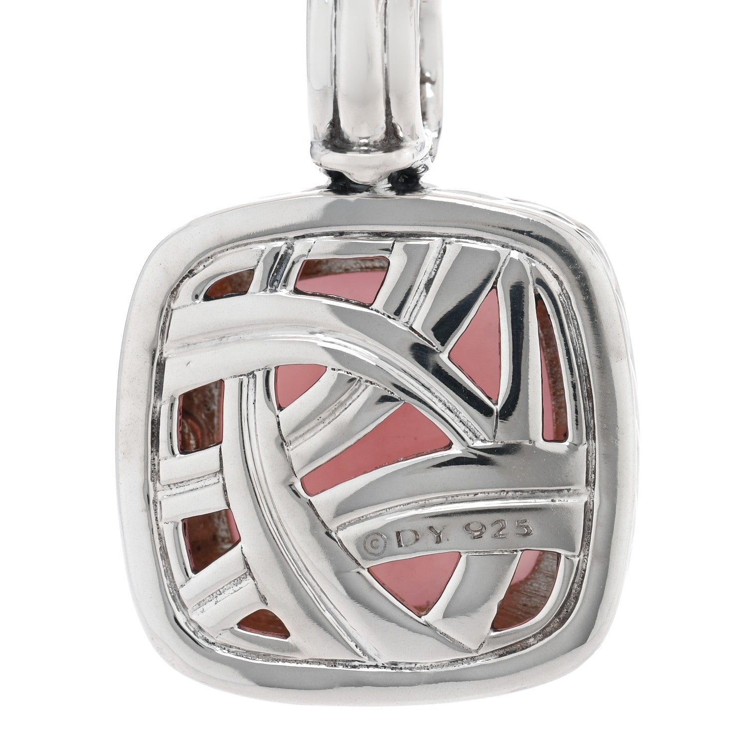 David Yurman Sterling Silver Pave Diamond Guava Chalcedony 14mm Albion Enhancer Pendant 3 of 3