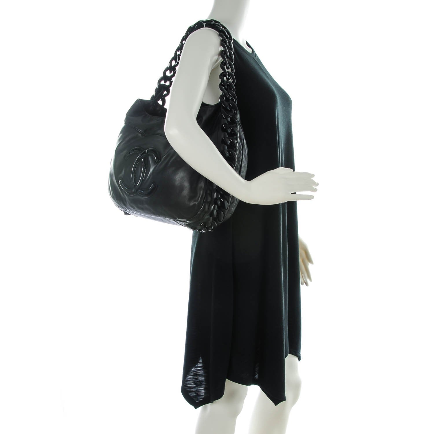 Chanel Calfskin Modern Chain Rhodoid Hobo Black 2 of 7