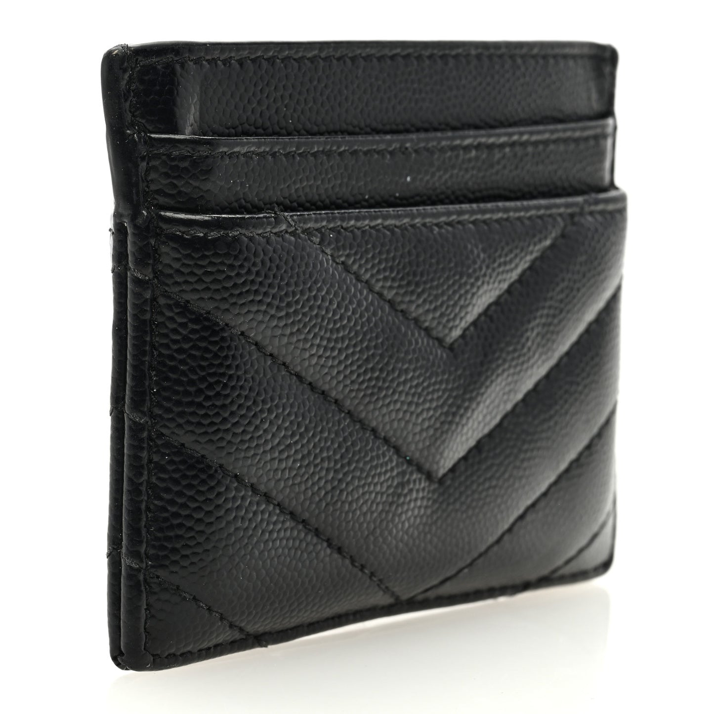 Grain De Poudre Matelasse Chevron Monogram Credit Card Case Black