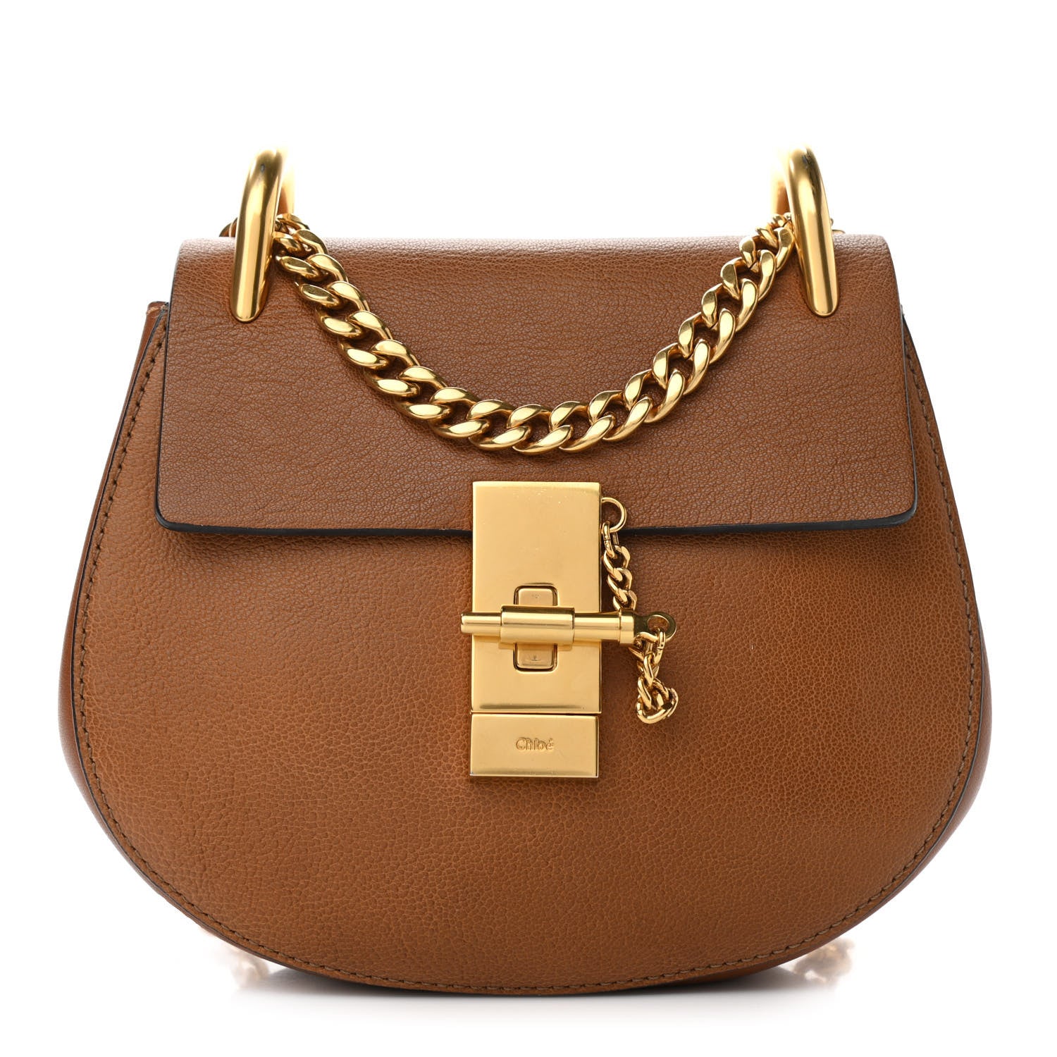 Chloe Grained Lambskin Mini Drew Shoulder Bag Caramel 1 of 11