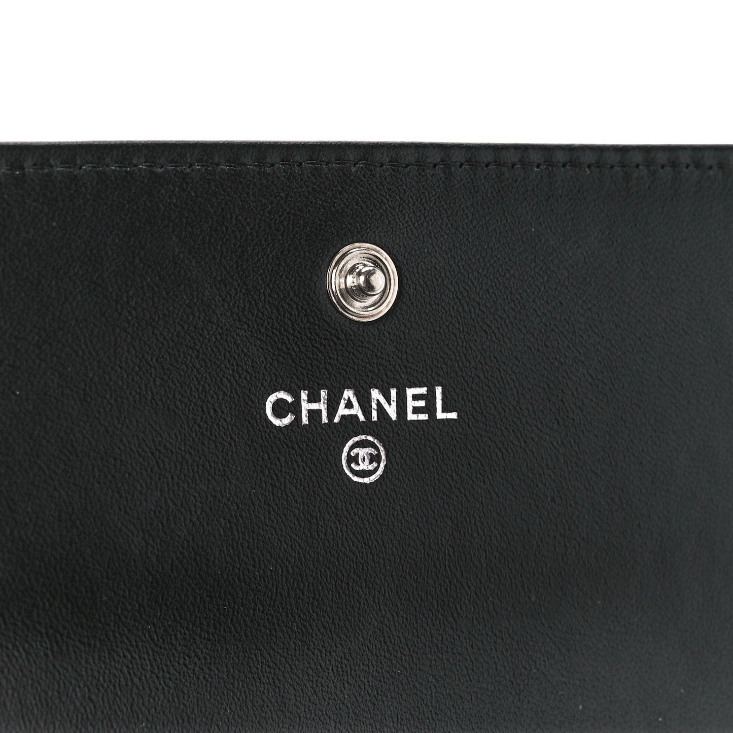 Lambskin Camellia Embossed Large Flap Wallet Black
