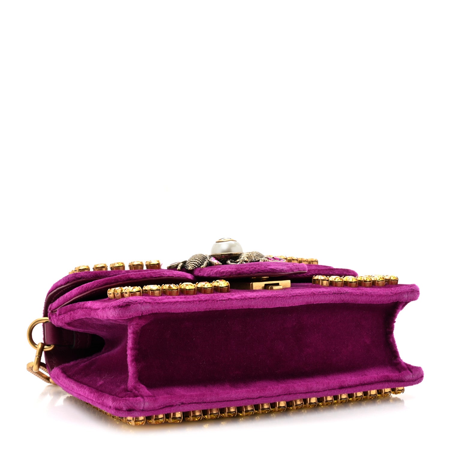 Gucci Velvet Crystal Mini Bee Broadway Shoulder Bag 4 of 10